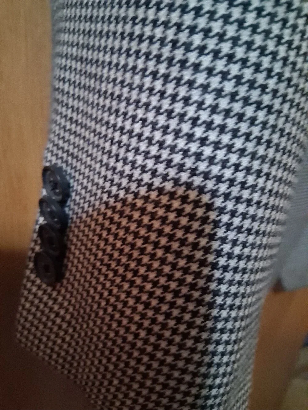 John W Nordstrom suit coat blazer jacket black-and-white houndstooth pattern 48L